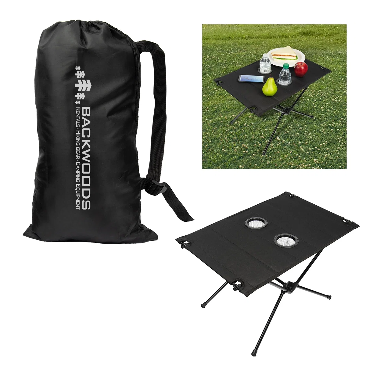 Folded down into its flat carrying case