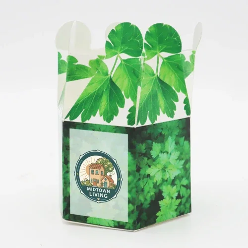 Pop-Up Seed Starter Kit showing the included soil disk and seed packet components