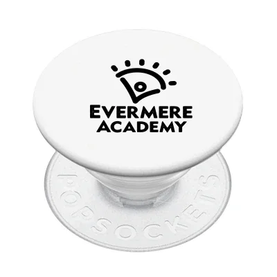Round phone grip in white shown flat on its backing