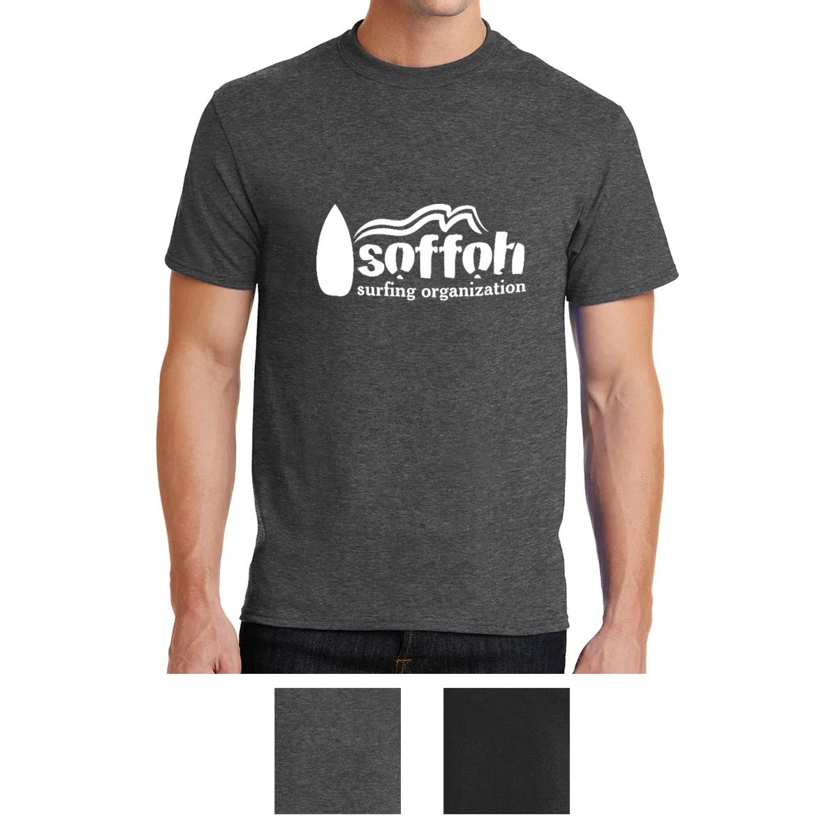 Core blend tee shown front on with a ribbed crew collar