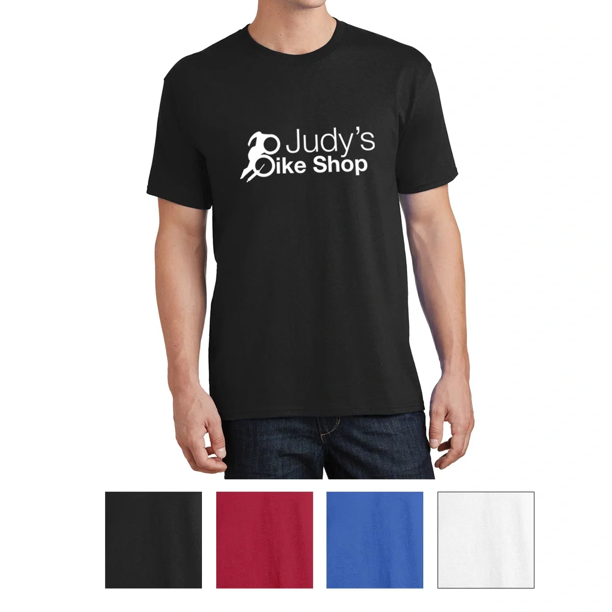 Cotton crewneck tee shown flat with short sleeves