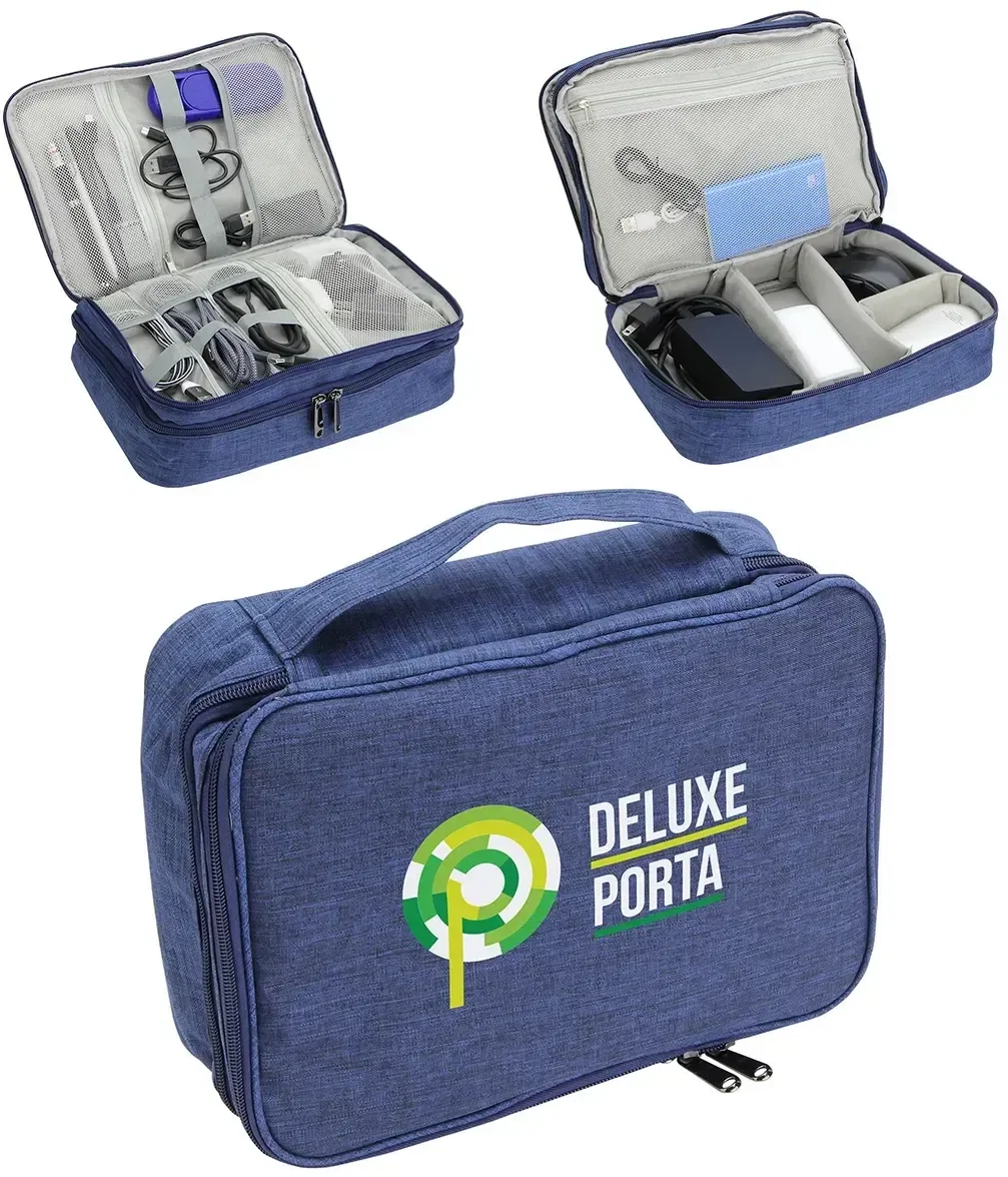 Porta Power 8-pocket digital organizer, branded custom tech case for cables, front view