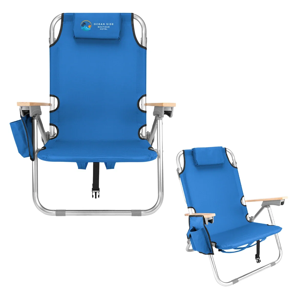 Royal blue fabric seat shown from the front