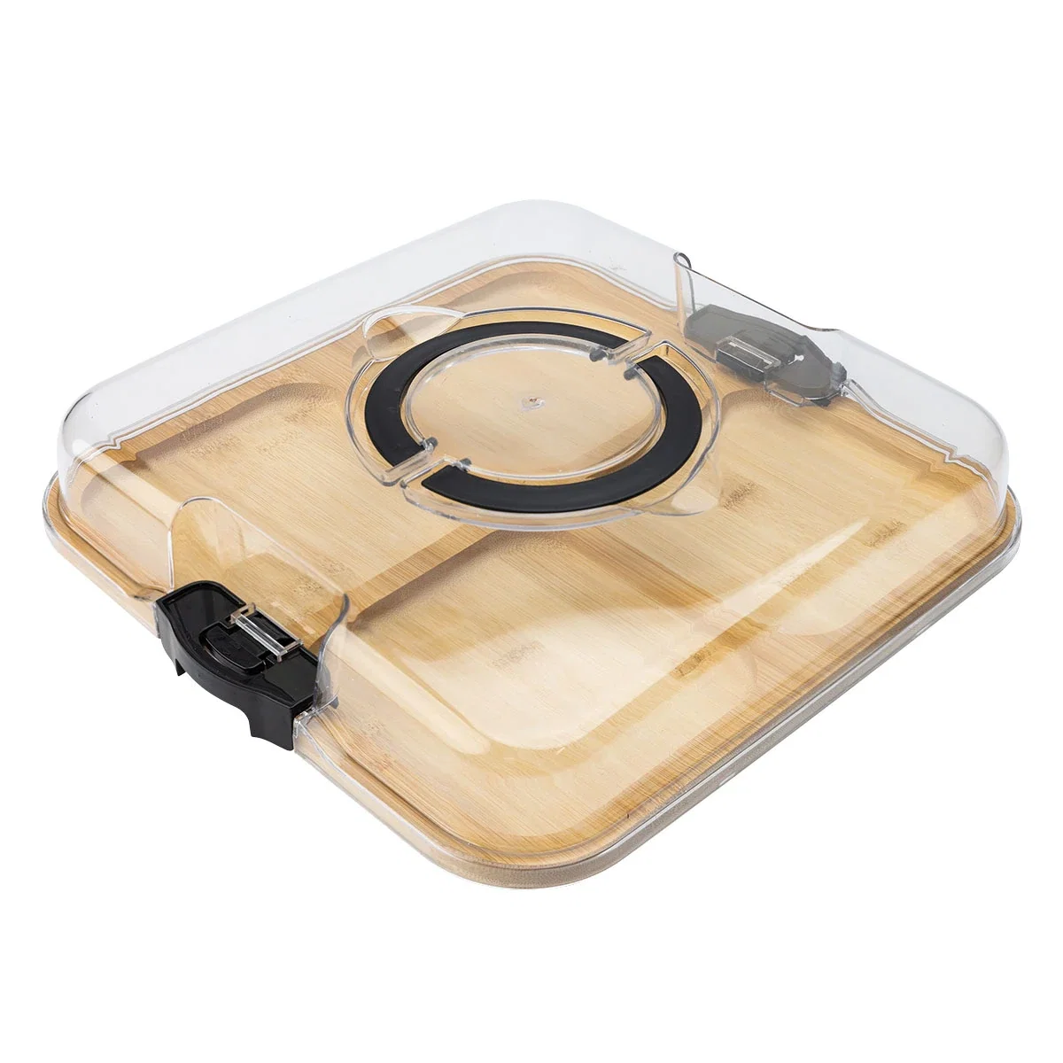 Lid lifted to reveal the serving surface