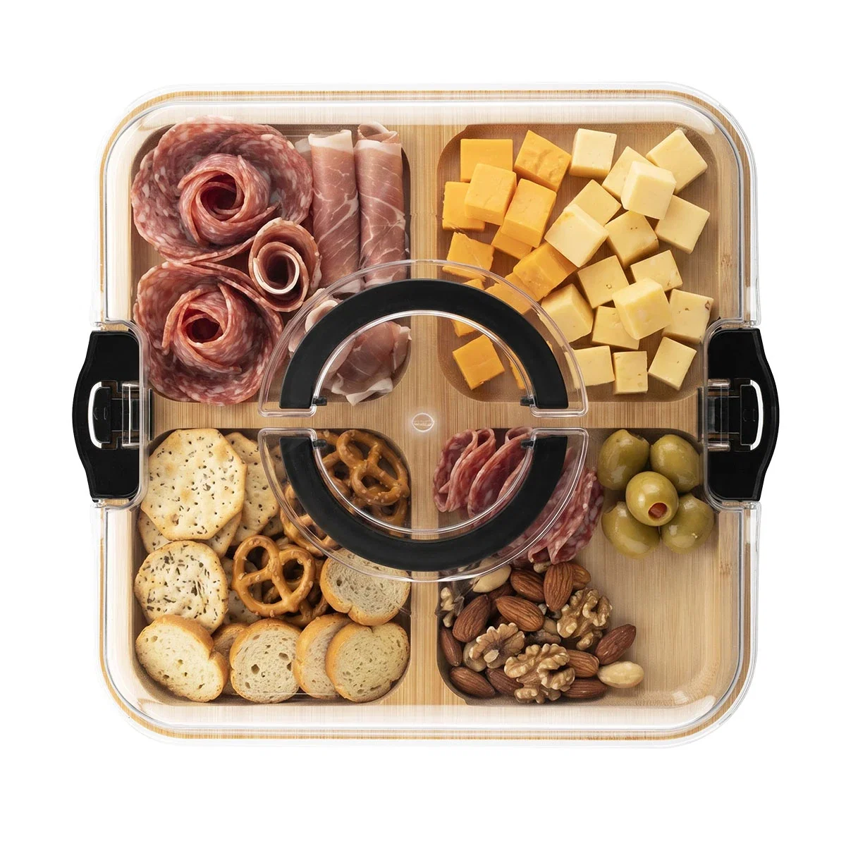 Snack surface arranged for cheese and crackers