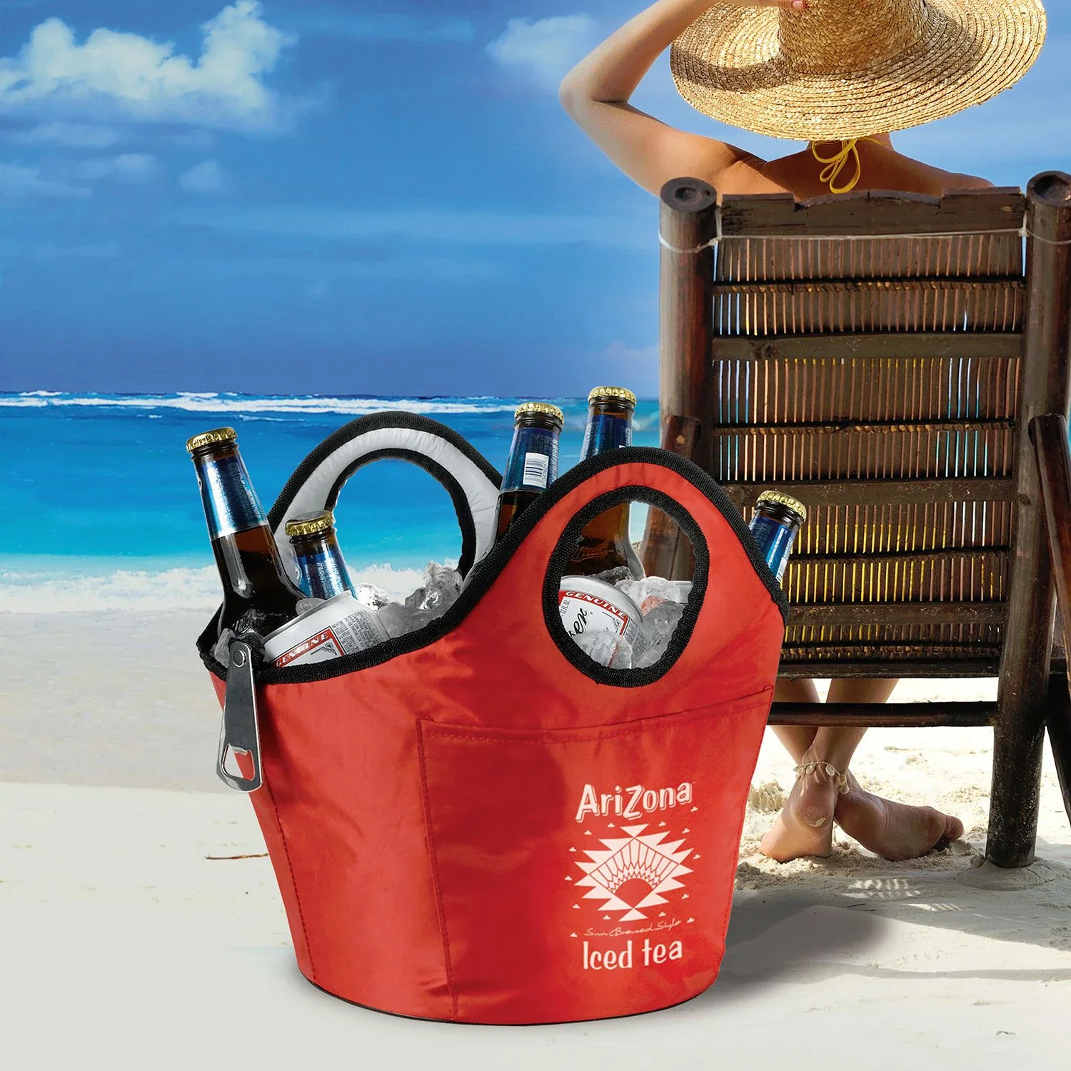 Portable Insulated Ice/Beverage Carrier — Red — view 2
