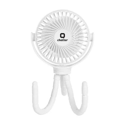 Rechargeable portable fan mounted on its flexible tripod legs