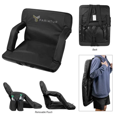 Portable Reclining Stadium Chair being worn