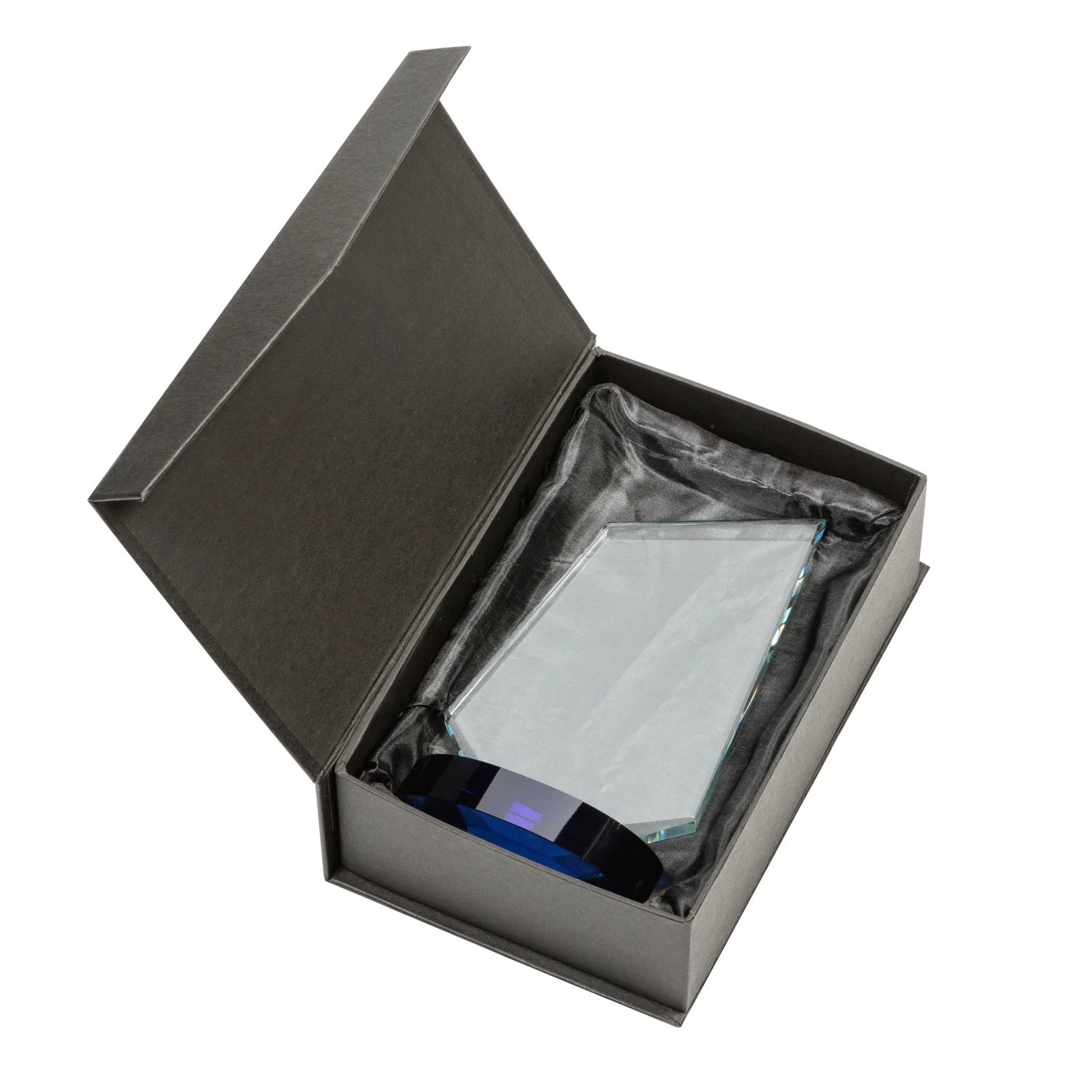 Custom Starfire Crystal Wedge Award with Ebony or Sapphire Base, awards for volunteer appreciation