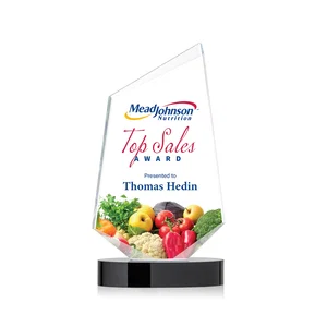 Starfire Crystal Wedge Award with Ebony or Sapphire Base