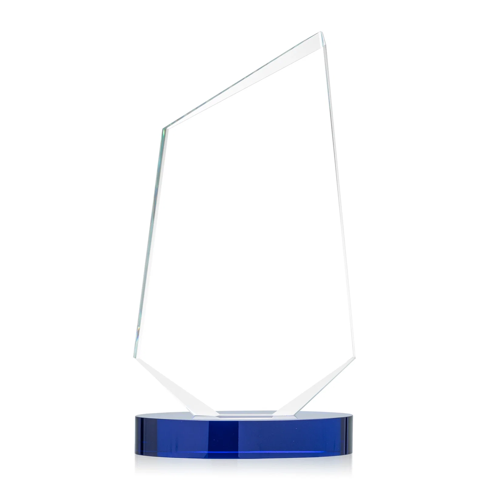 Personalized Starfire Crystal Wedge Award with Ebony or Sapphire Base, awards for company anniversary events