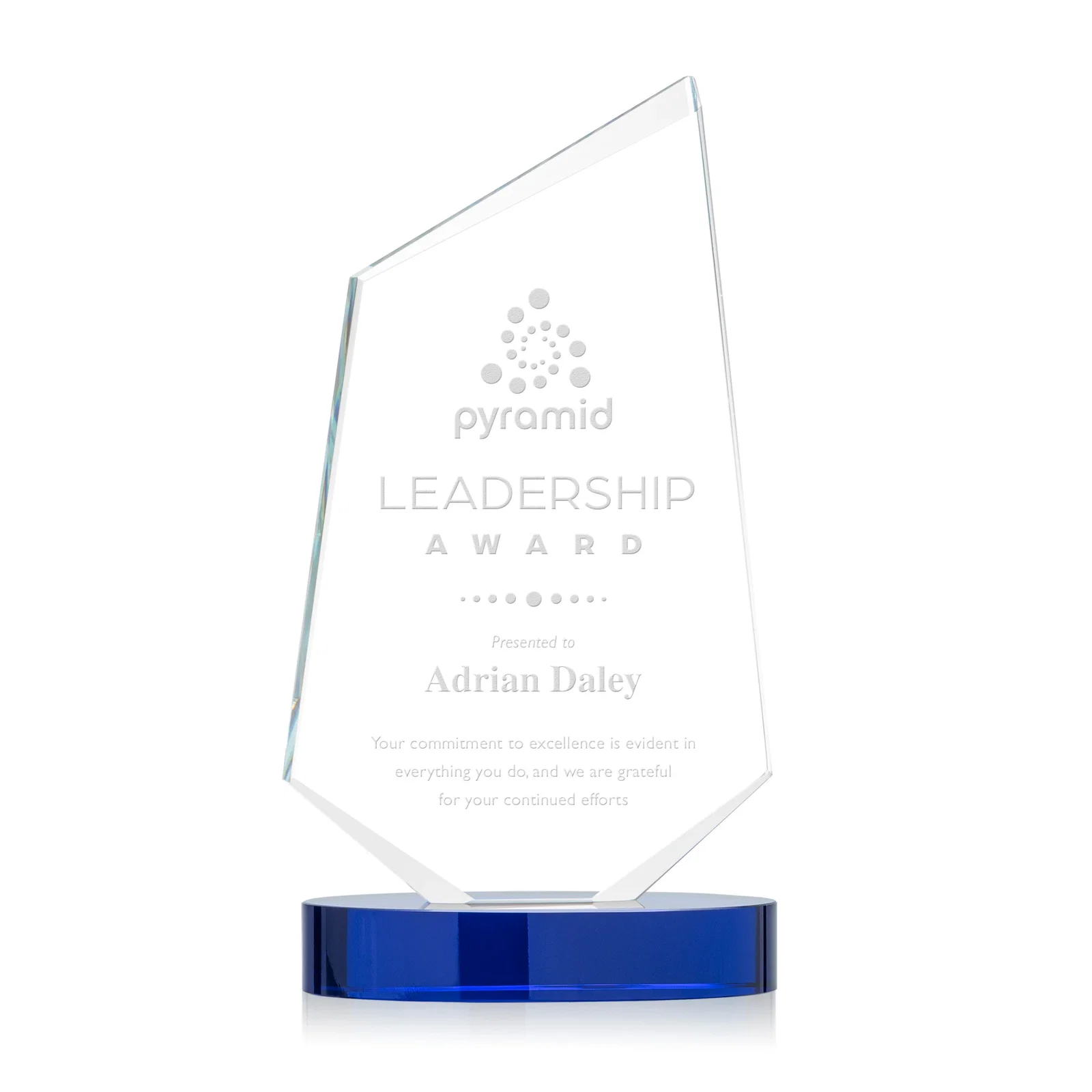 Custom Starfire Crystal Wedge Award with Ebony or Sapphire Base, awards for graduation ceremonies