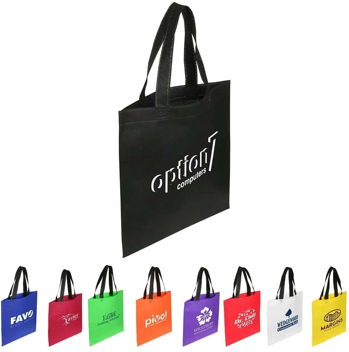 EcoMax 80GSM custom shopping bag landscape front view, branded reusable tote for markets