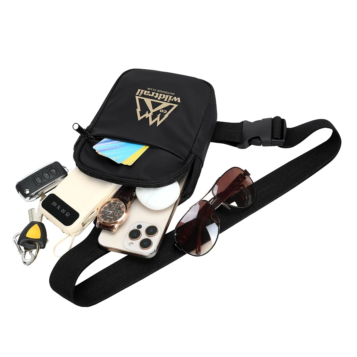 Side profile of the promotional Posse Leatherette Crossbody Bag