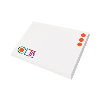 Full color sticky note pad shown from above