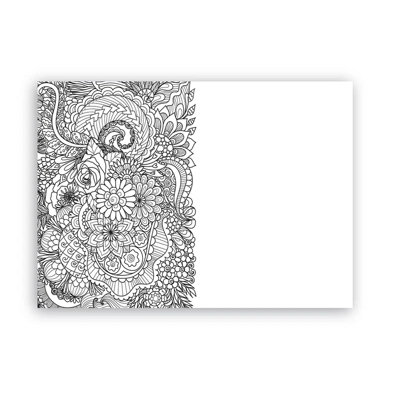 Pad shown from above, eight inches wide and ready to color