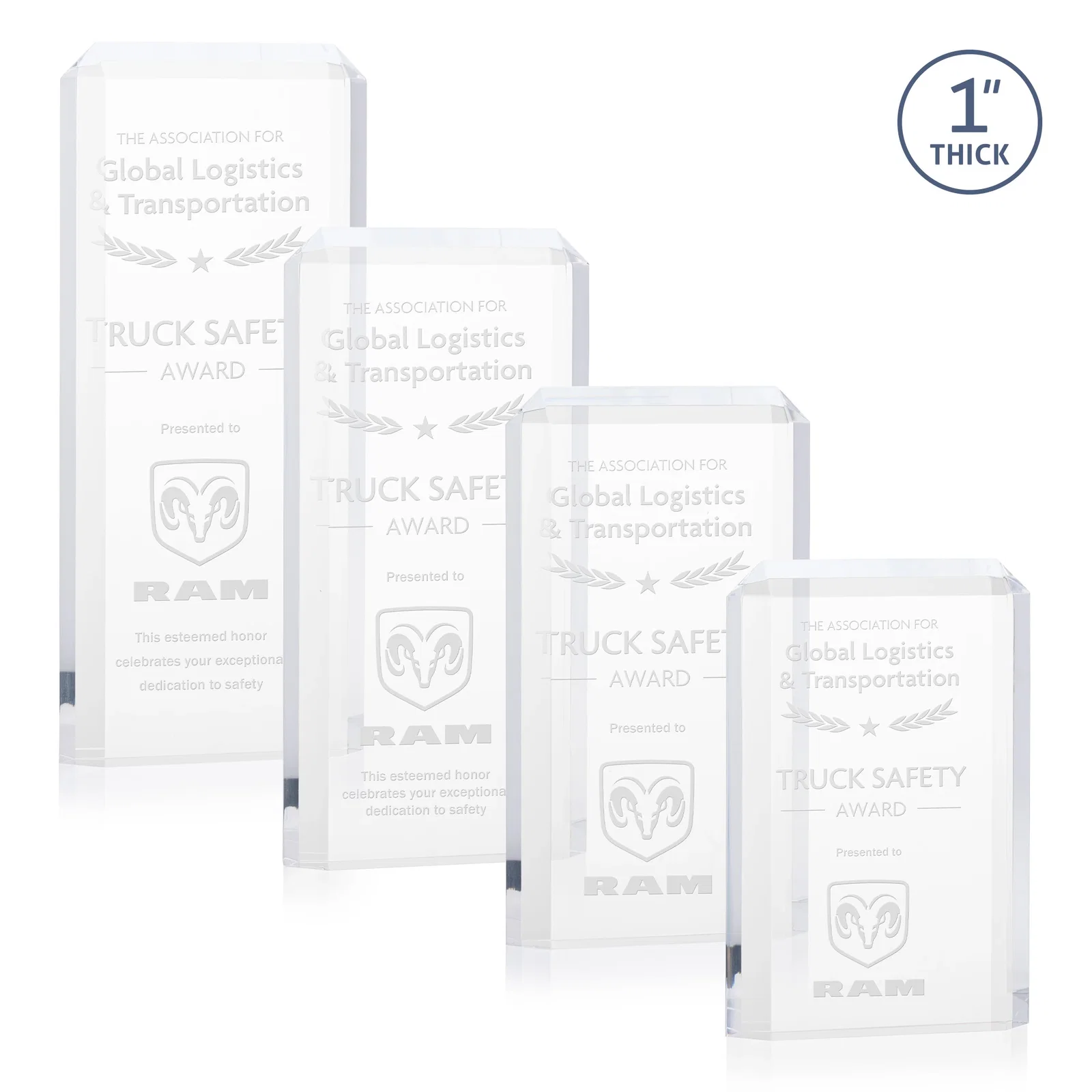 Custom Freestanding Acrylic Rectangle Award in One Piece for employee recognition