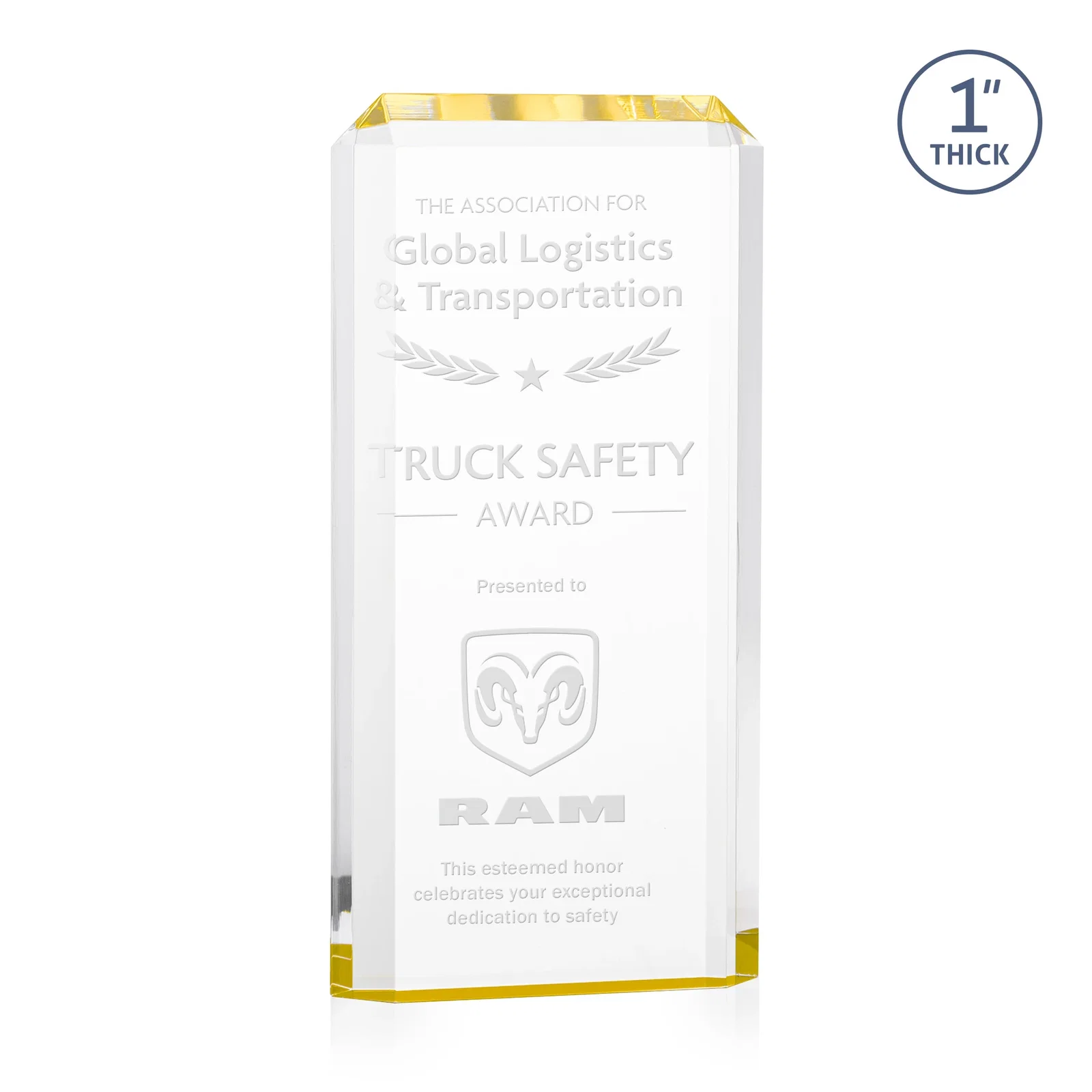 Custom Freestanding Acrylic Rectangle Award in One Piece for volunteer appreciation