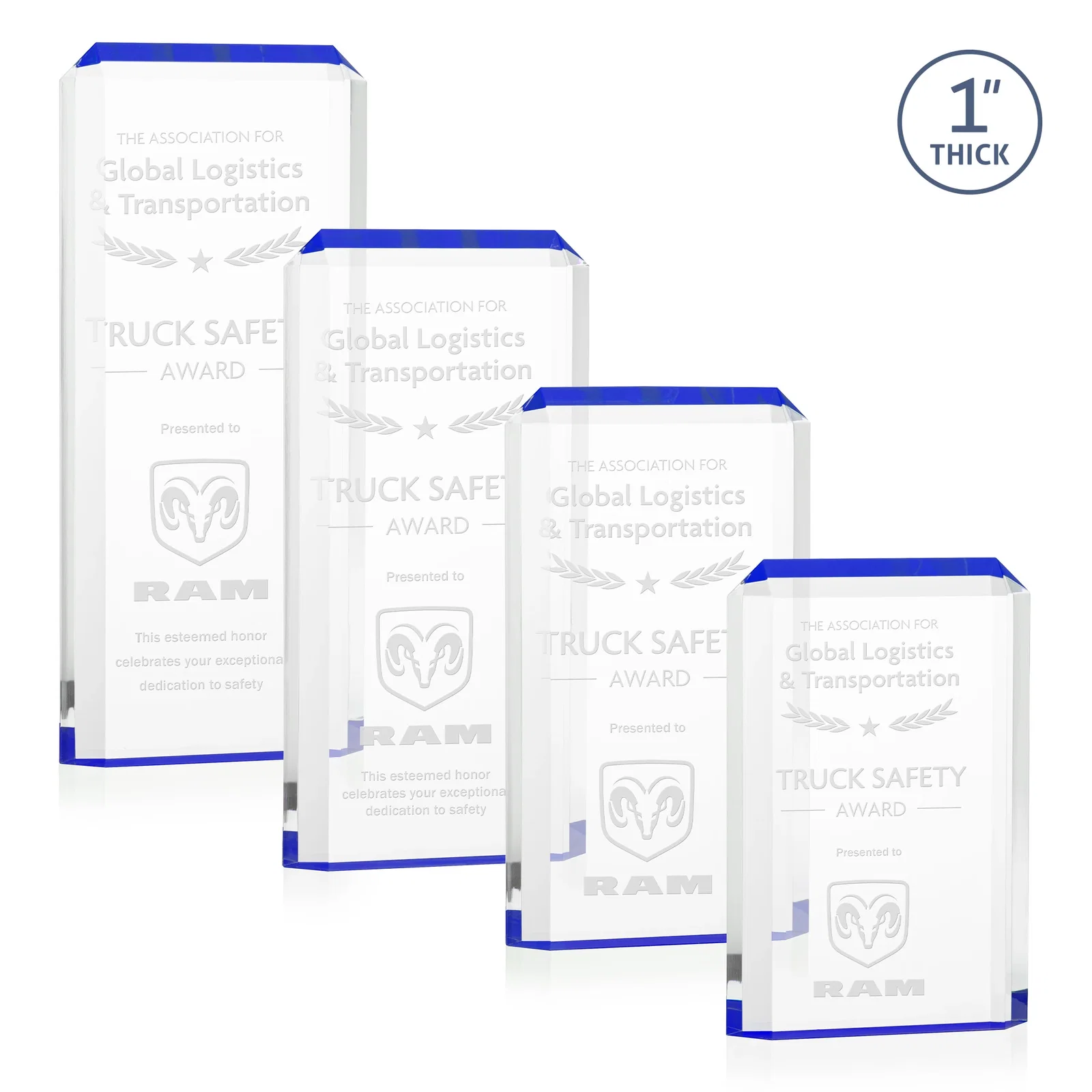 Custom Freestanding Acrylic Rectangle Award in One Piece for company anniversary events