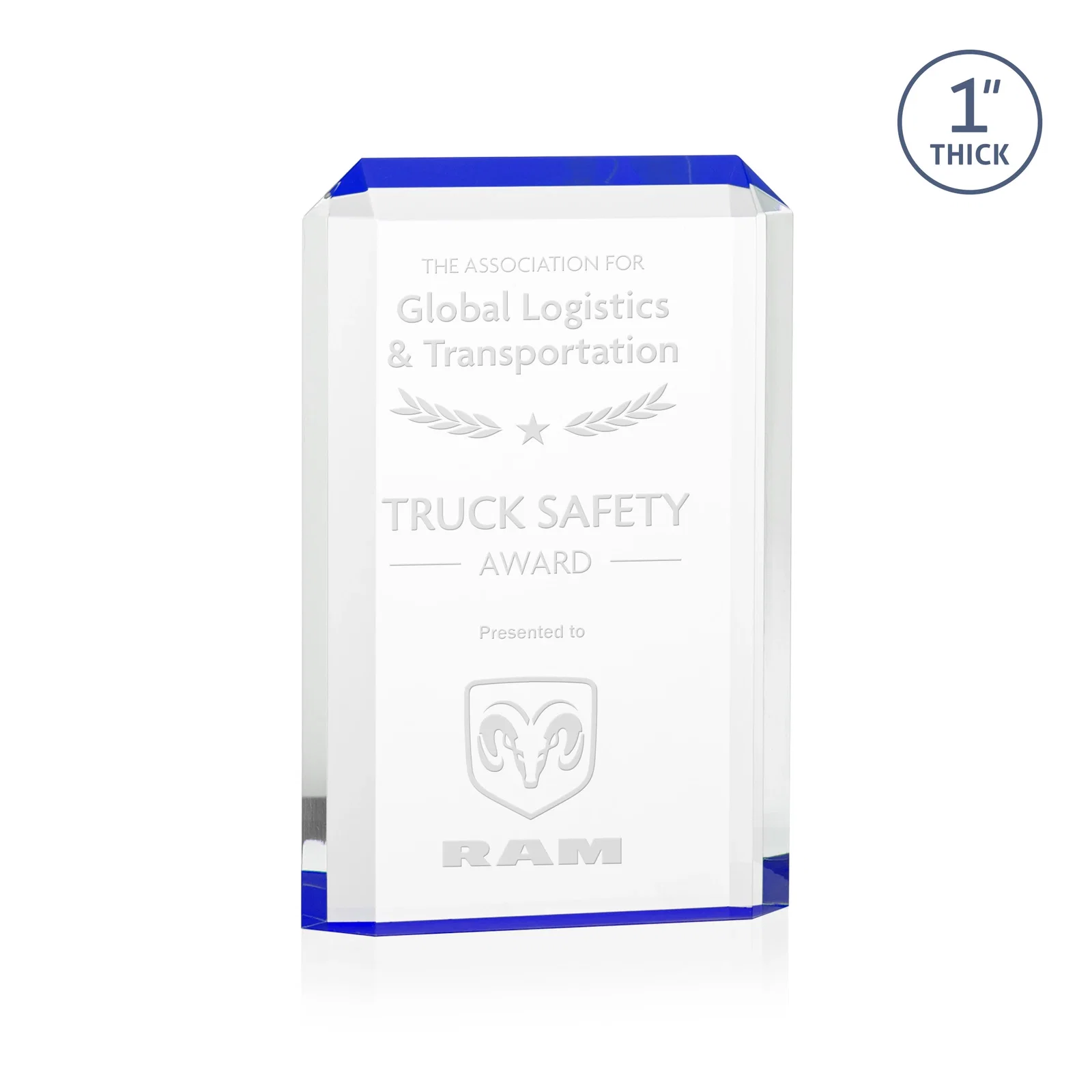 Personalized Freestanding Acrylic Rectangle Award in One Piece for employee recognition