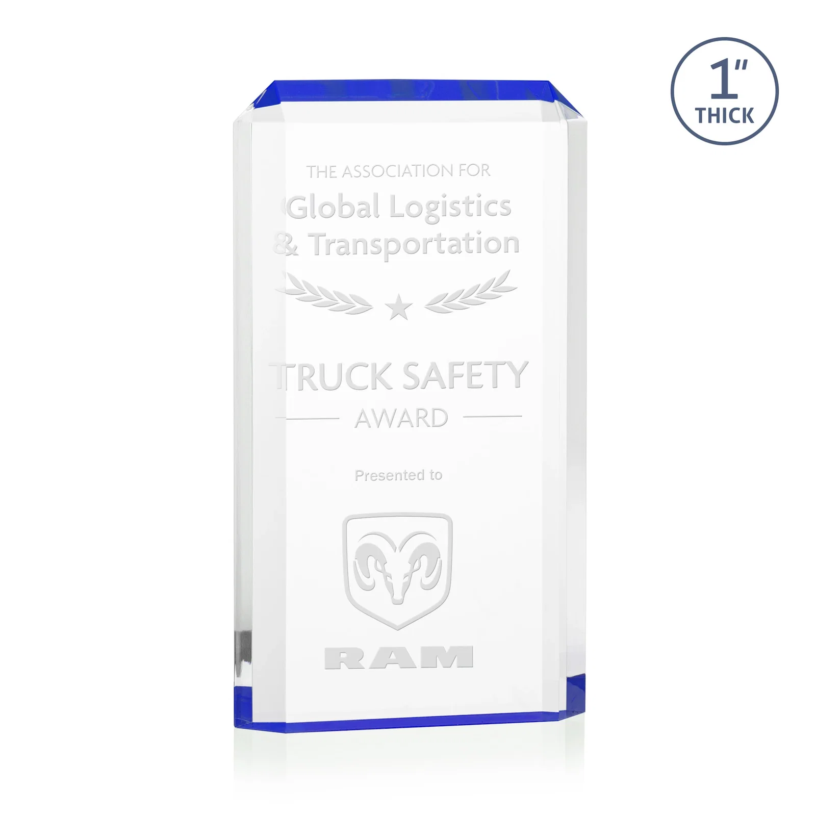 Personalized Freestanding Acrylic Rectangle Award in One Piece for corporate award ceremonies