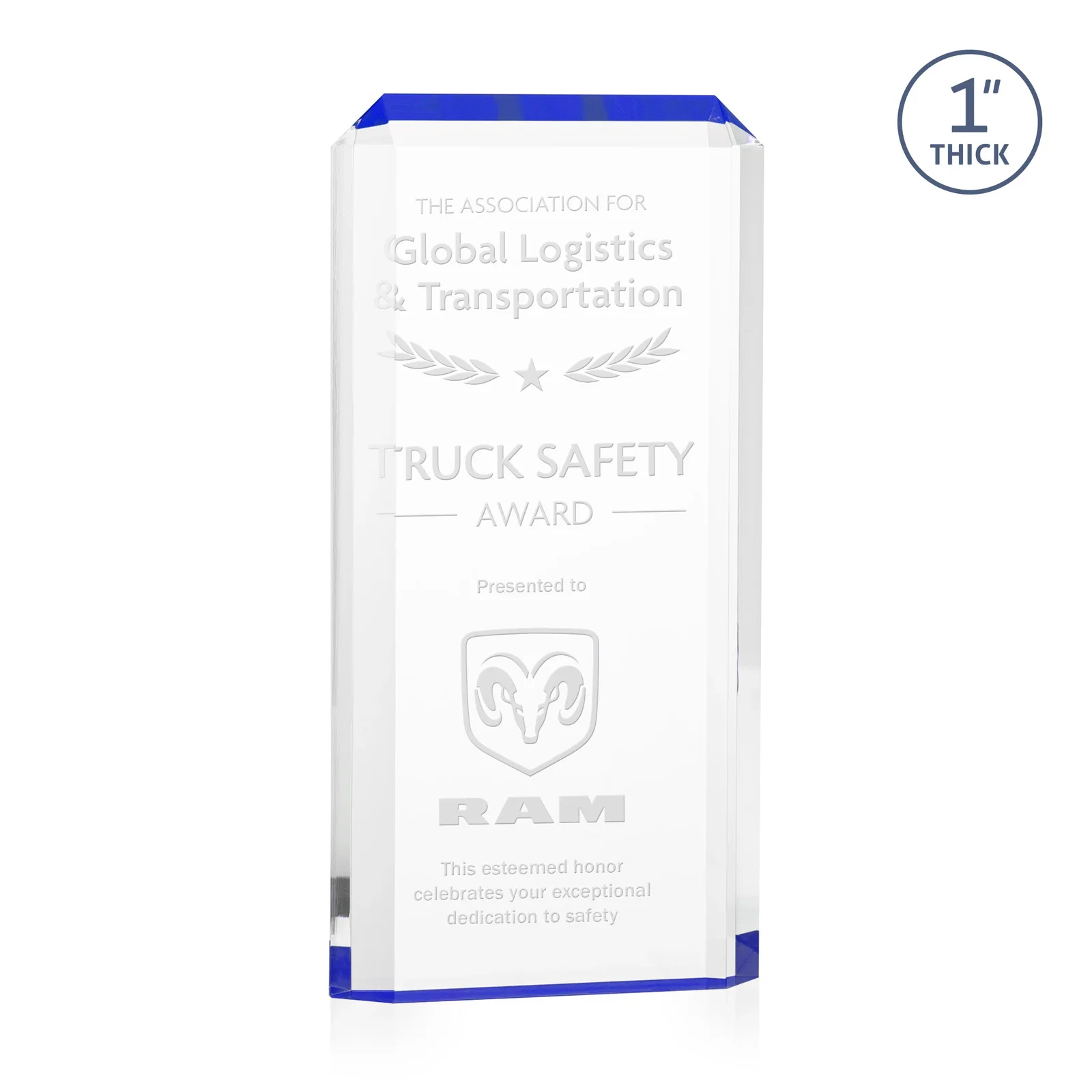 Personalized Freestanding Acrylic Rectangle Award in One Piece for service anniversary gifts