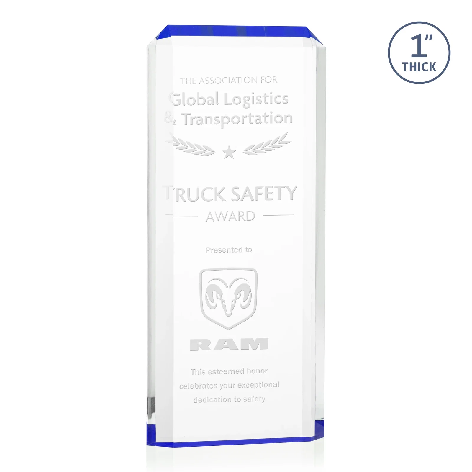 Personalized Freestanding Acrylic Rectangle Award in One Piece for sales achievement awards