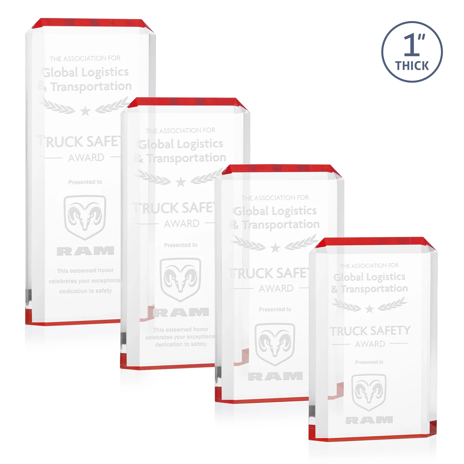 Personalized Freestanding Acrylic Rectangle Award in One Piece for retirement presentations