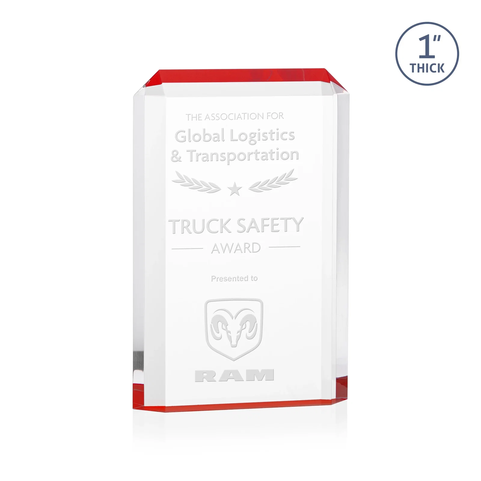 Personalized Freestanding Acrylic Rectangle Award in One Piece for team milestone celebrations