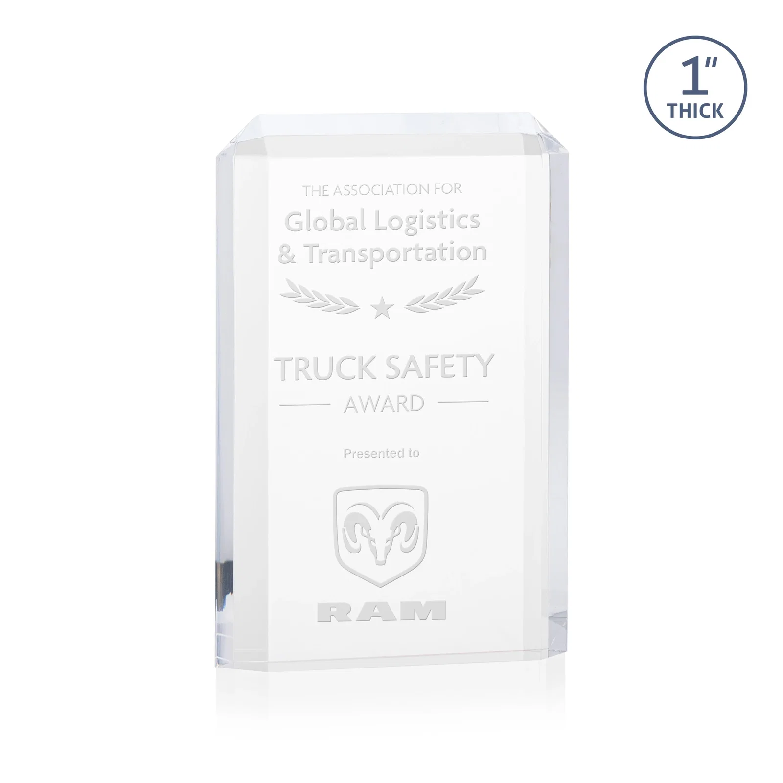 Custom Freestanding Acrylic Rectangle Award in One Piece for corporate award ceremonies