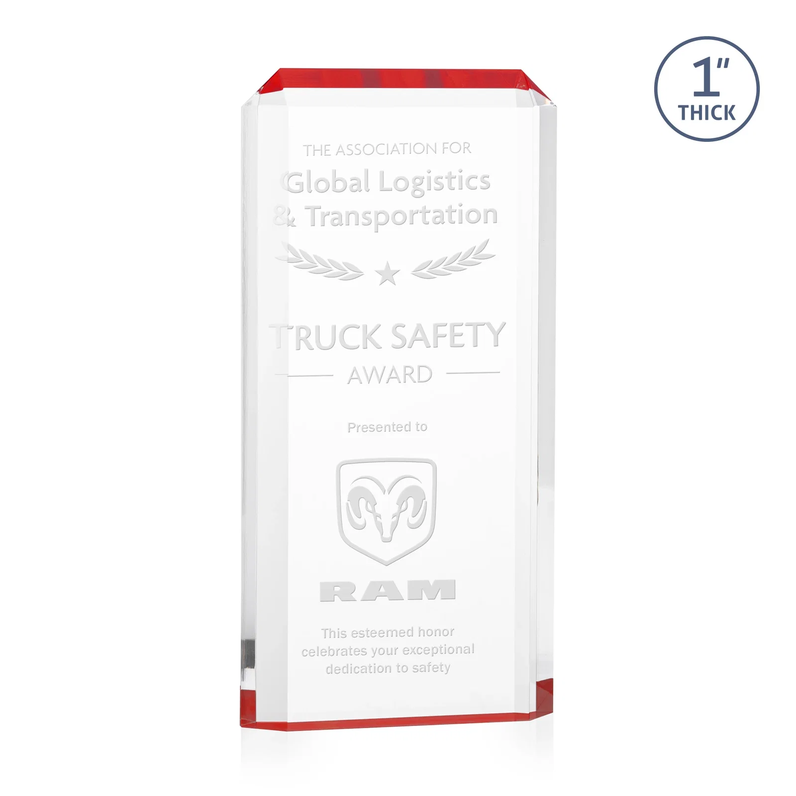 Personalized Freestanding Acrylic Rectangle Award in One Piece for graduation ceremonies