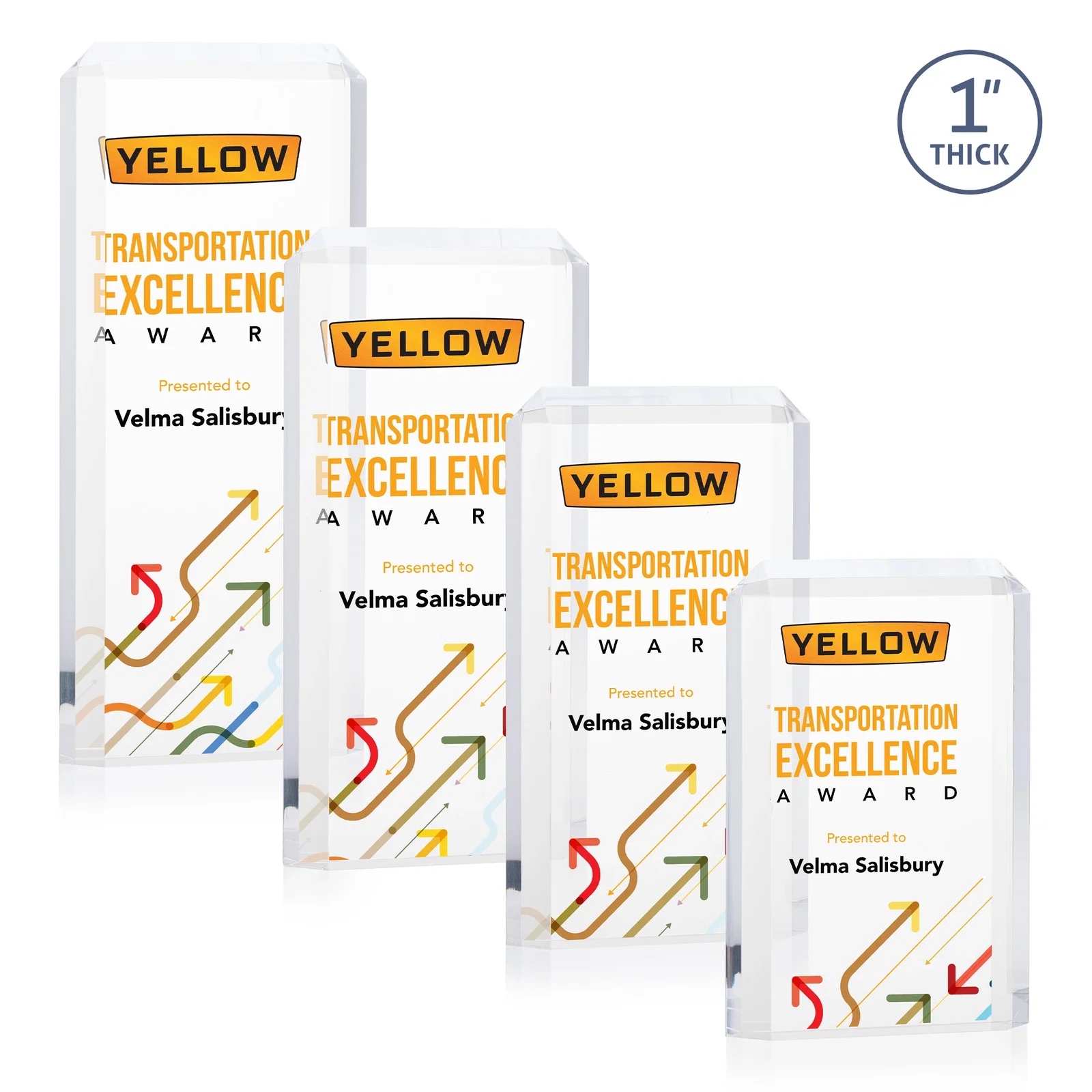 Personalized Freestanding Acrylic Rectangle Award in One Piece for volunteer appreciation