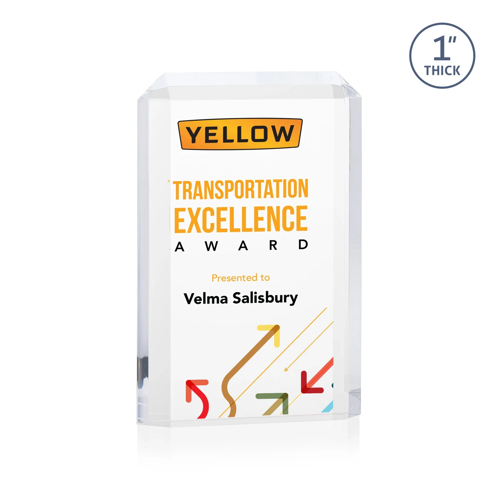 Personalized Freestanding Acrylic Rectangle Award in One Piece for dealer and partner awards