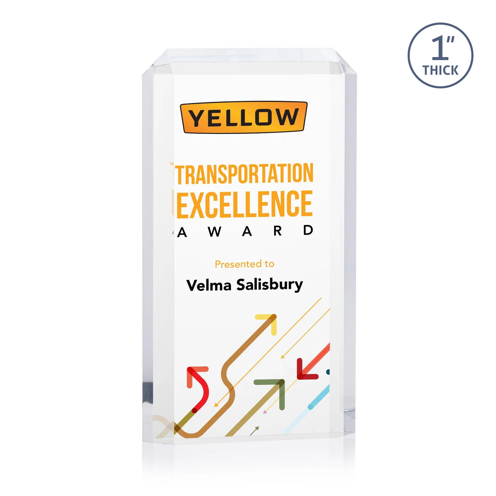 Personalized Freestanding Acrylic Rectangle Award in One Piece for company anniversary events
