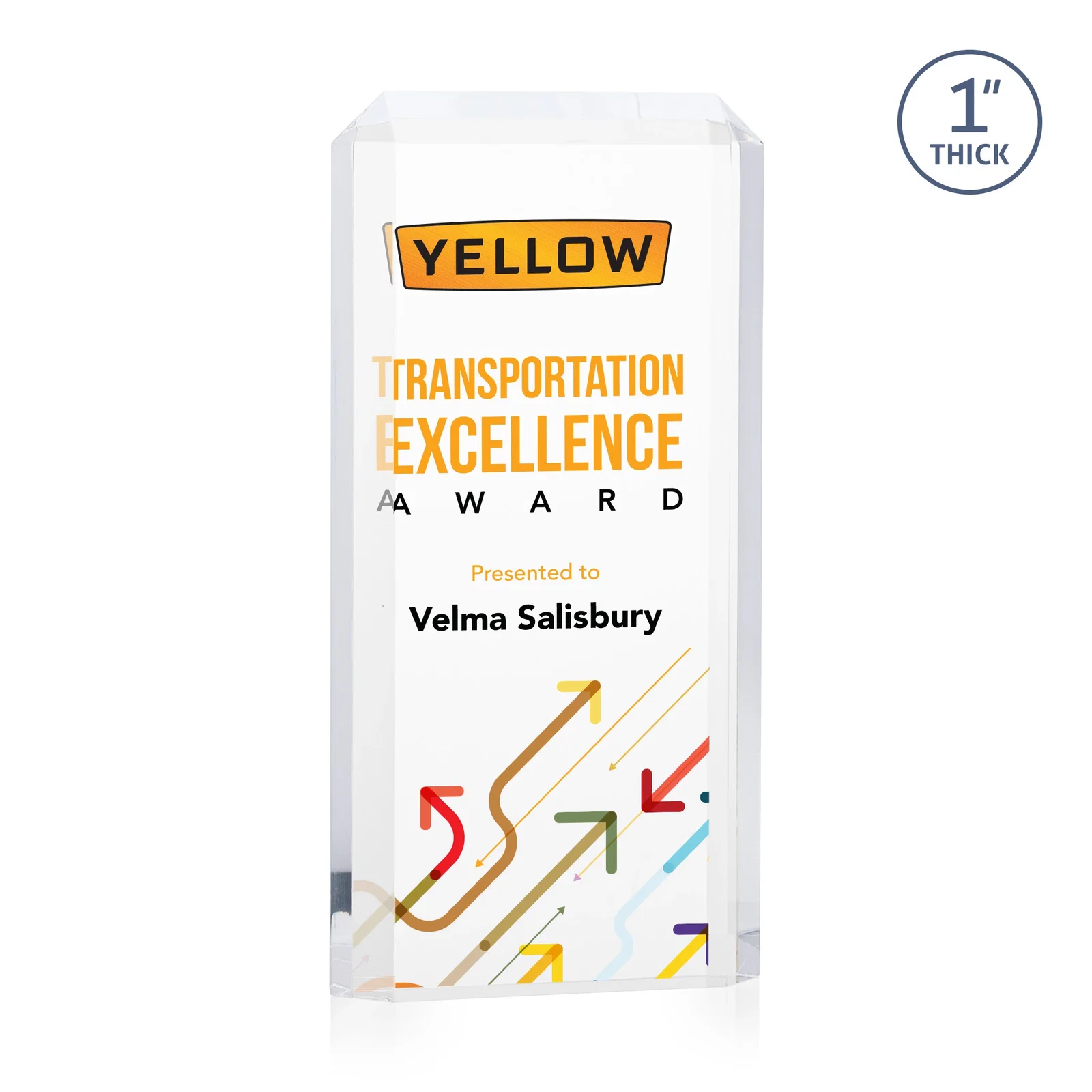 Promotional Freestanding Acrylic Rectangle Award in One Piece for employee recognition