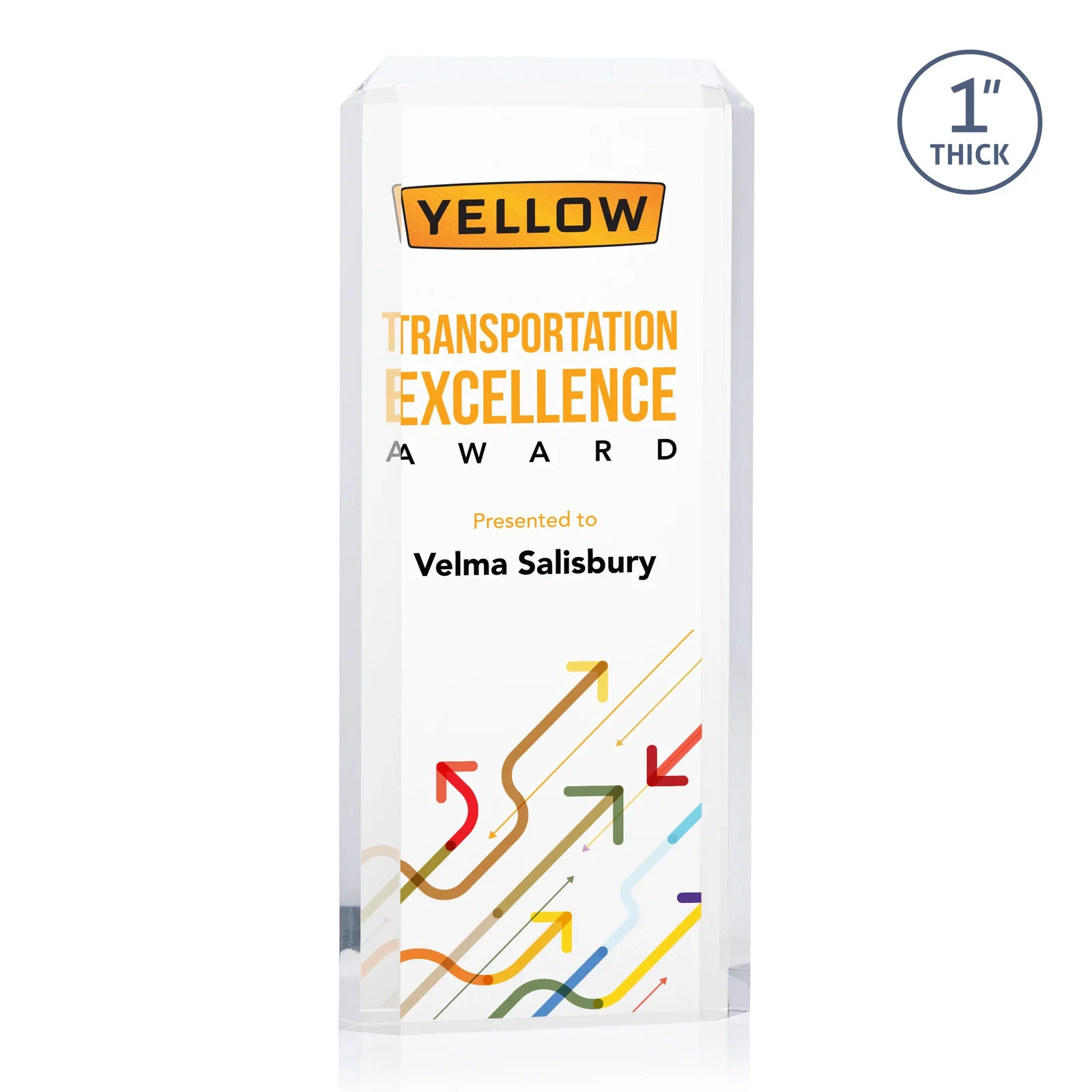Promotional Freestanding Acrylic Rectangle Award in One Piece for corporate award ceremonies