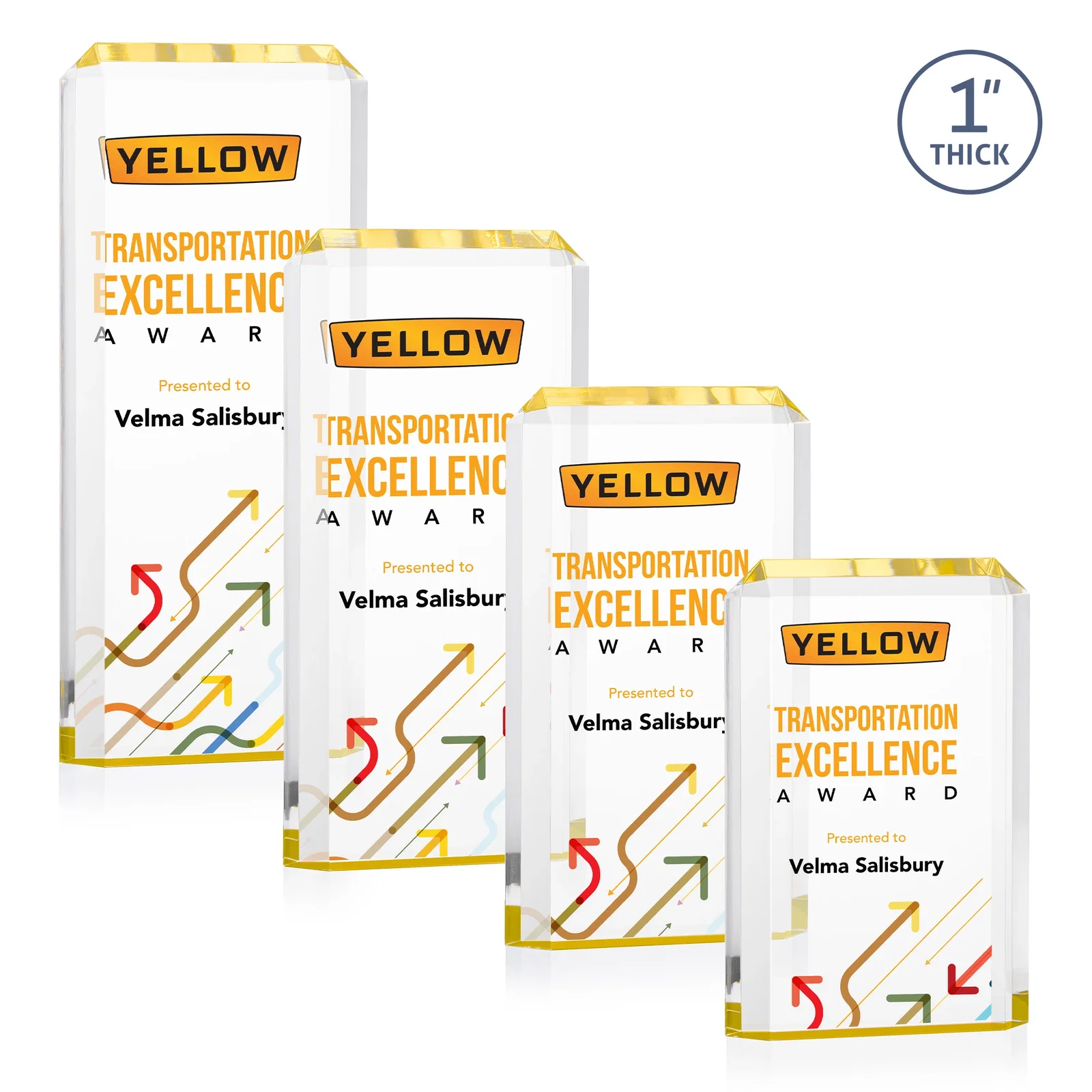 Promotional Freestanding Acrylic Rectangle Award in One Piece for service anniversary gifts
