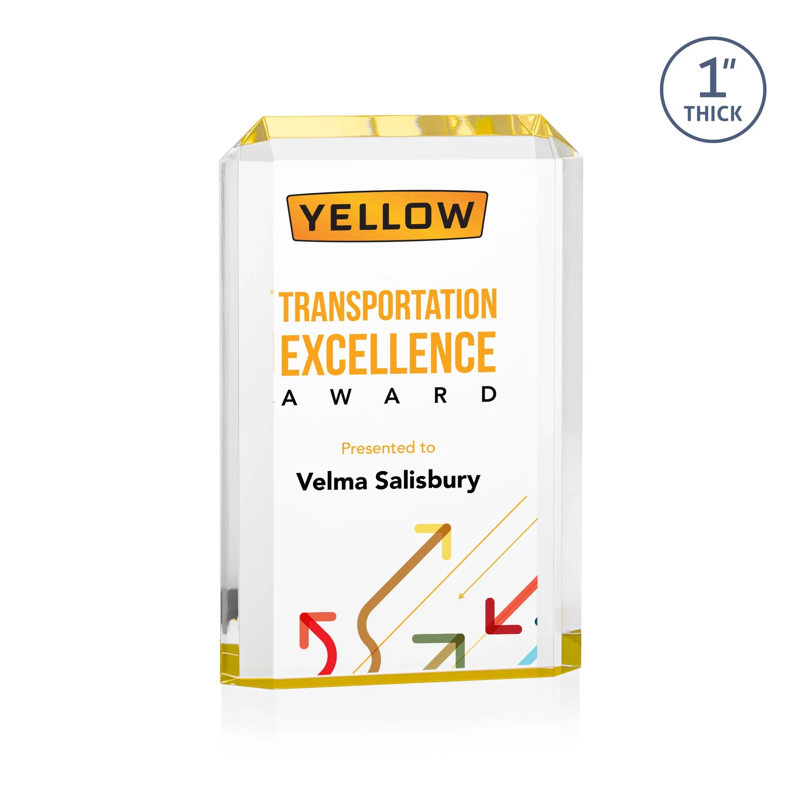 Promotional Freestanding Acrylic Rectangle Award in One Piece for sales achievement awards