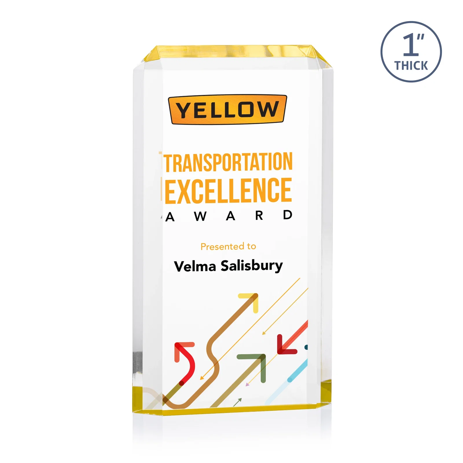 Promotional Freestanding Acrylic Rectangle Award in One Piece for retirement presentations