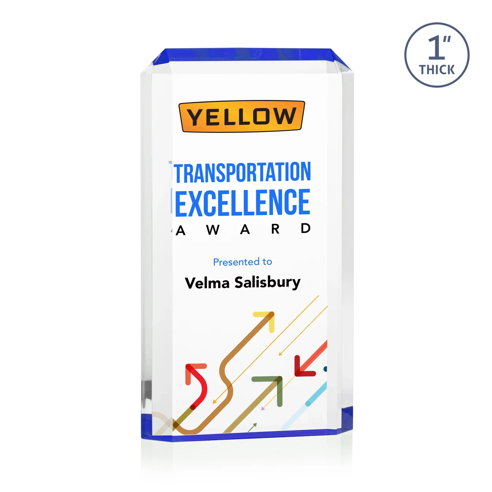 Promotional Freestanding Acrylic Rectangle Award in One Piece for volunteer appreciation