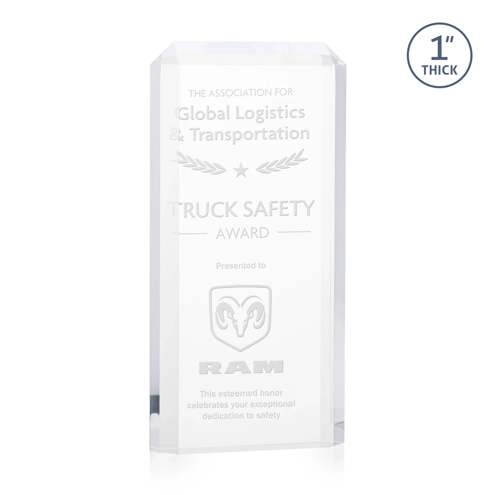 Custom Freestanding Acrylic Rectangle Award in One Piece for sales achievement awards