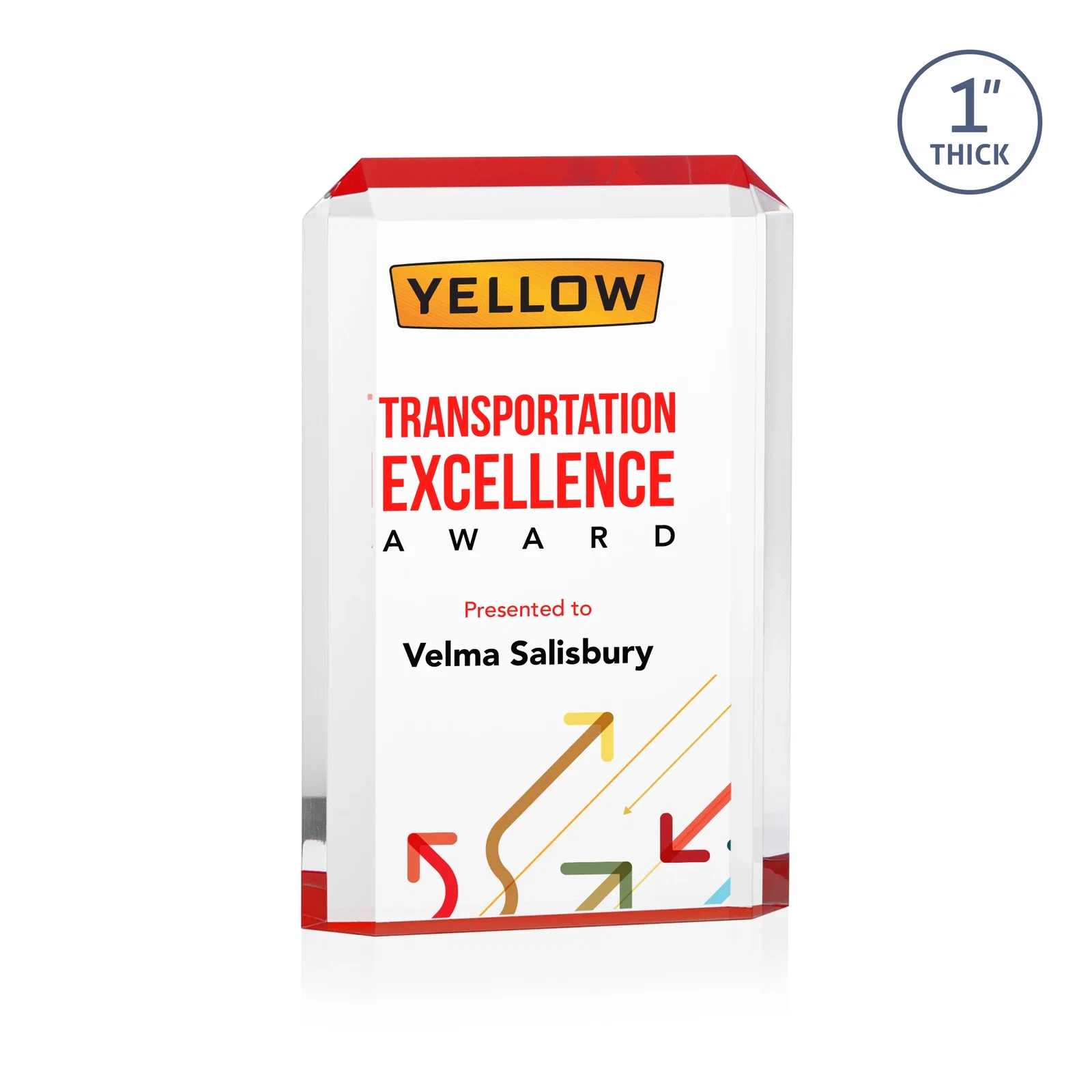 Branded Freestanding Acrylic Rectangle Award in One Piece for corporate award ceremonies