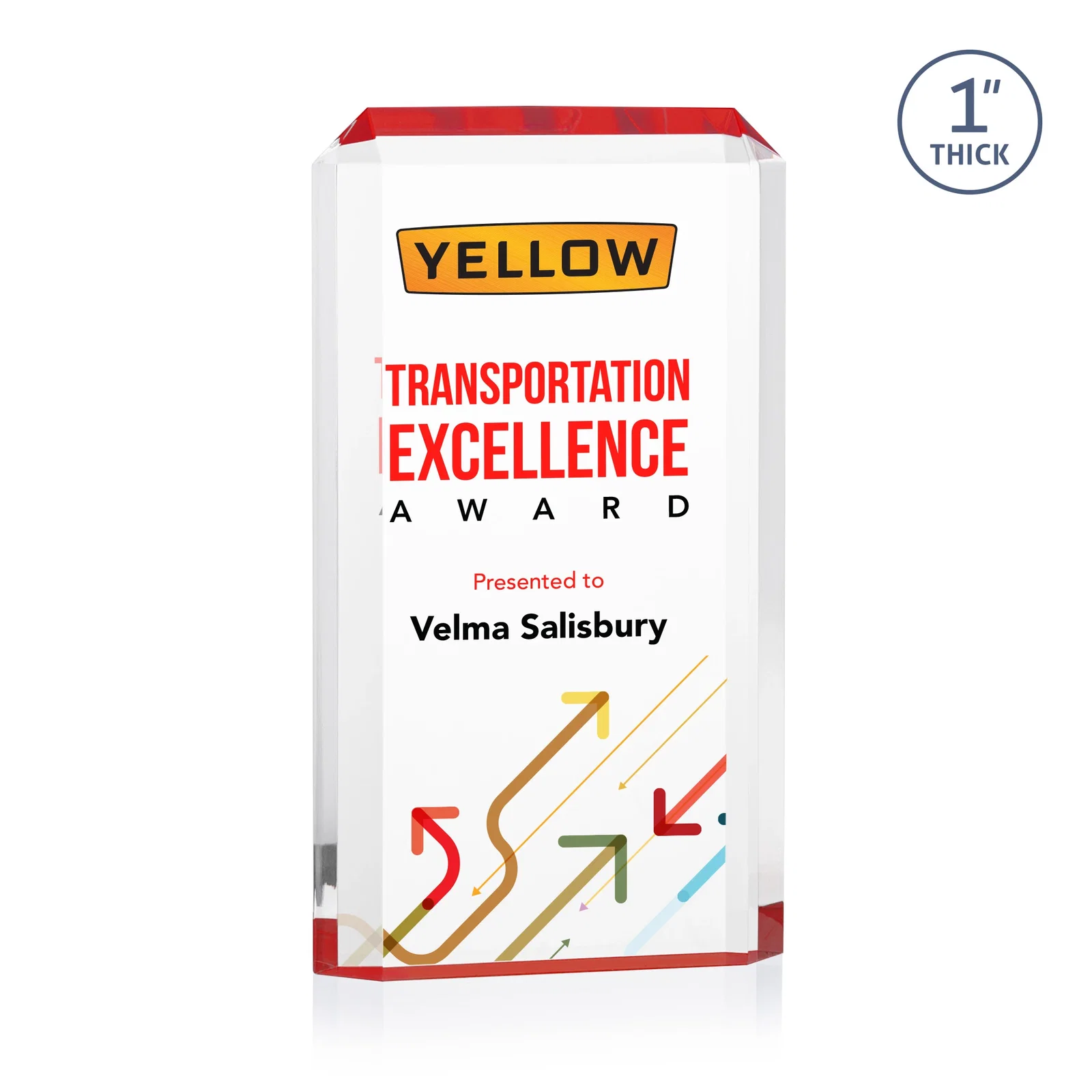 Branded Freestanding Acrylic Rectangle Award in One Piece for service anniversary gifts