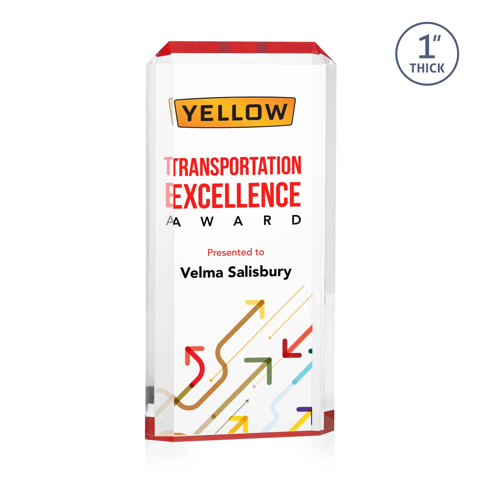 Branded Freestanding Acrylic Rectangle Award in One Piece for sales achievement awards