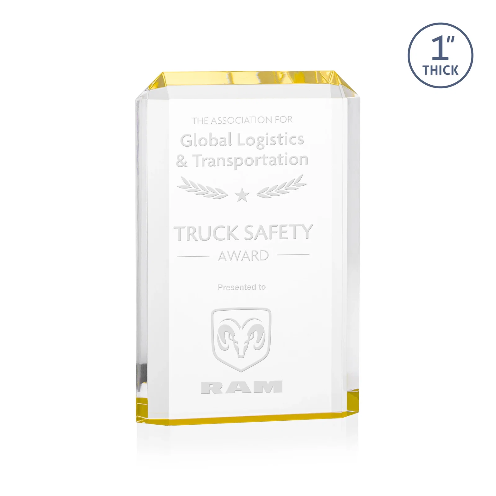Custom Freestanding Acrylic Rectangle Award in One Piece for graduation ceremonies