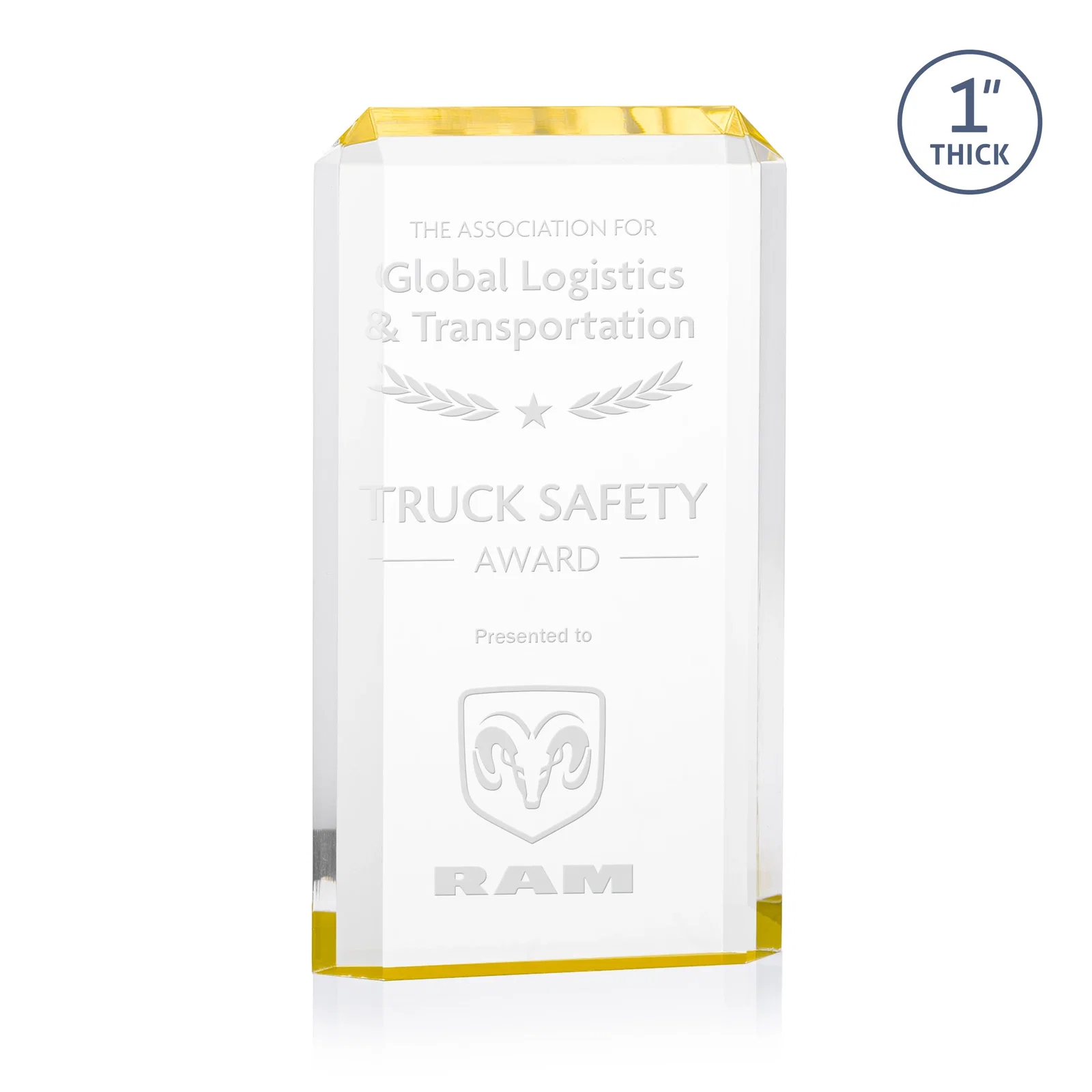 Custom Freestanding Acrylic Rectangle Award in One Piece for safety achievement programs