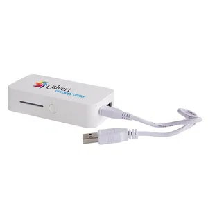 4400 mAh Compact Power Bank, 3.5" x 1.81" Plastic with USB Cord, Full-Color Imprint