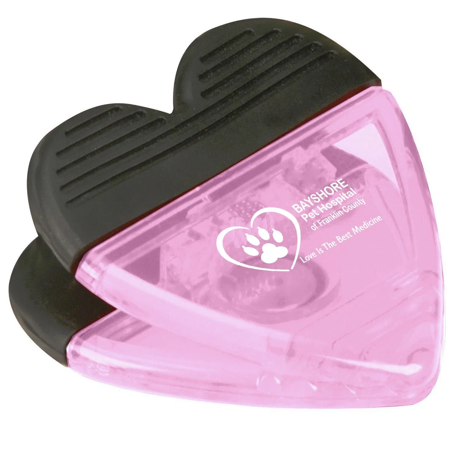 Imprinted Power Clip Heart — Trans Pink — view 2