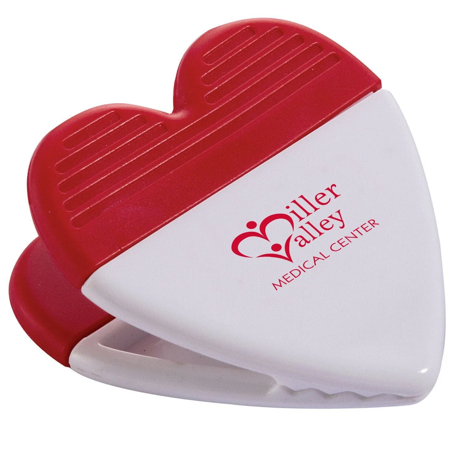 Imprinted Power Clip Heart — Red-White — view 4