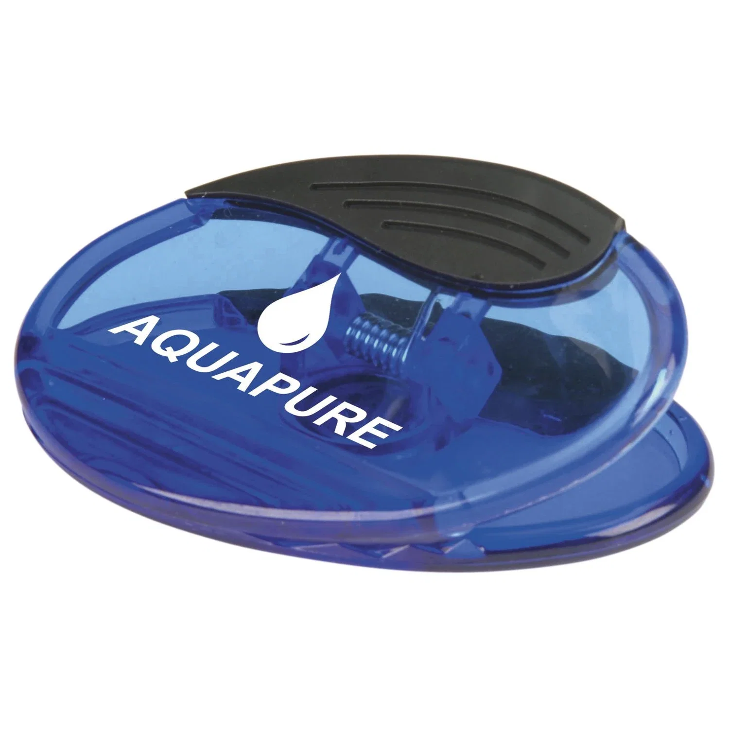 Custom Printed Power Clip Oval — Translucent Blue — view 3